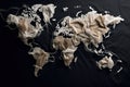 ÃÂ¡oncept of global pollution A paper map of the world with trash bags on the continents. Generative AI